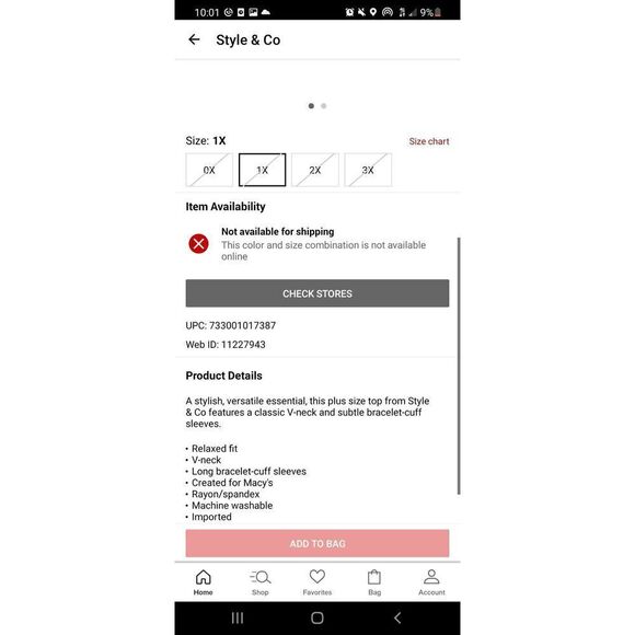 Style & Co Plus Size V-Neck Top Bright White 3X - Picture 3 of 3